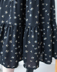 Scarf Floral Dress 飄帶花邊袖印花連身裙/ DS1189