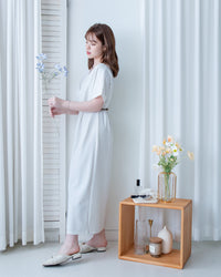 Twist Dress V領扭結抓皺後開衩連身裙/ DS1190