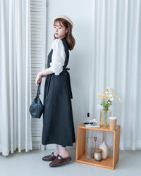 Spliced Shirt Dress 仿內搭恤衫小V領口修腰連身裙/ DS1183