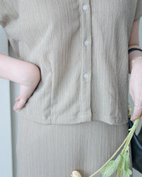 Hailey Skirt Set 防皺彈性恤衫彈性直裙套裝/ SE8122