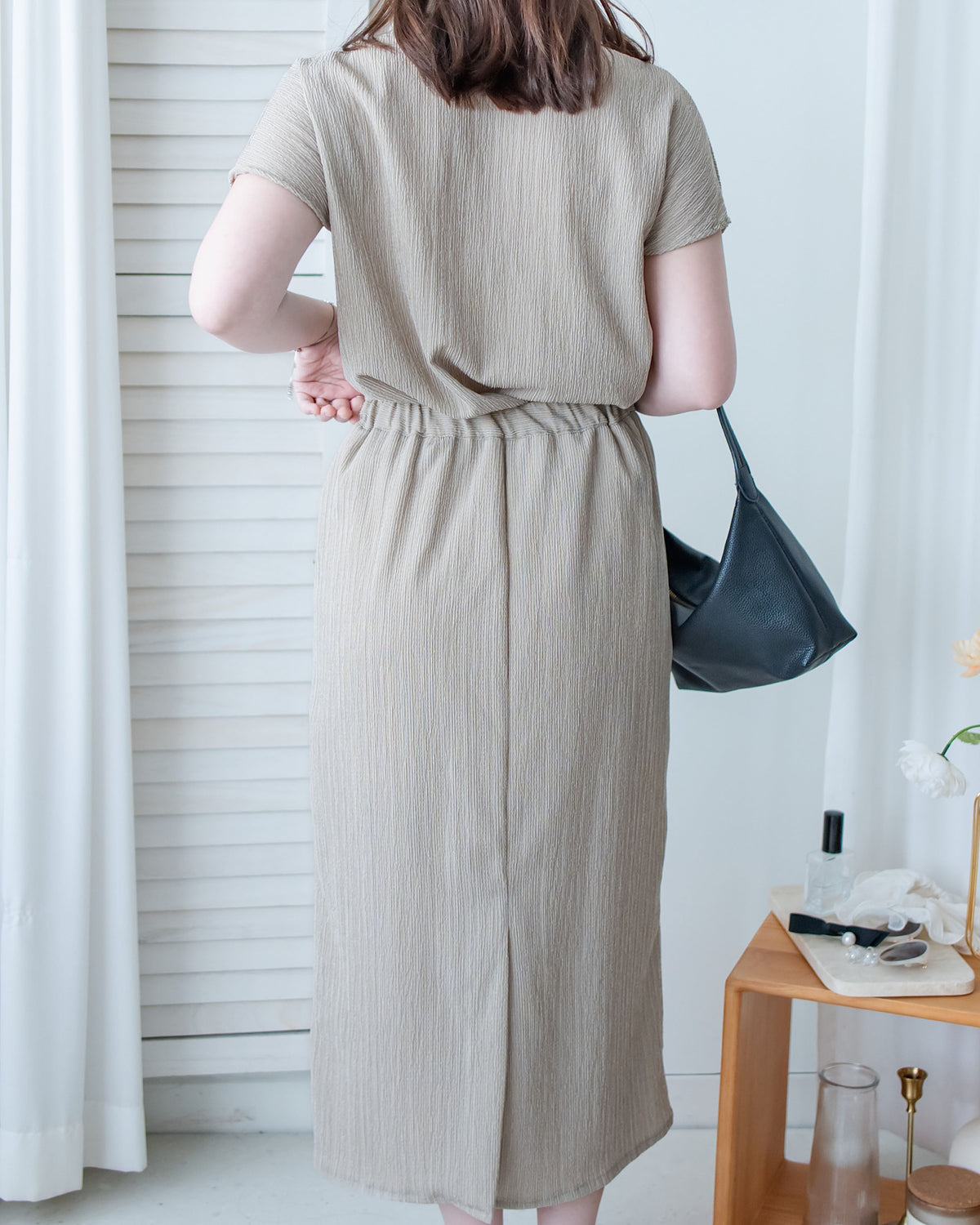 Hailey Skirt Set 防皺彈性恤衫彈性直裙套裝/ SE8122