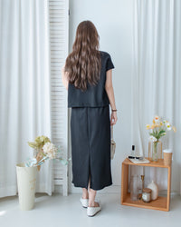 Hailey Skirt Set 防皺彈性恤衫彈性直裙套裝/ SE8122