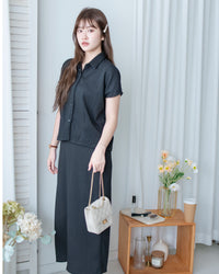 Hailey Skirt Set 防皺彈性恤衫彈性直裙套裝/ SE8122