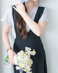Vest Dress 法式V形粗帶彈性傘形連身裙/ DS1178