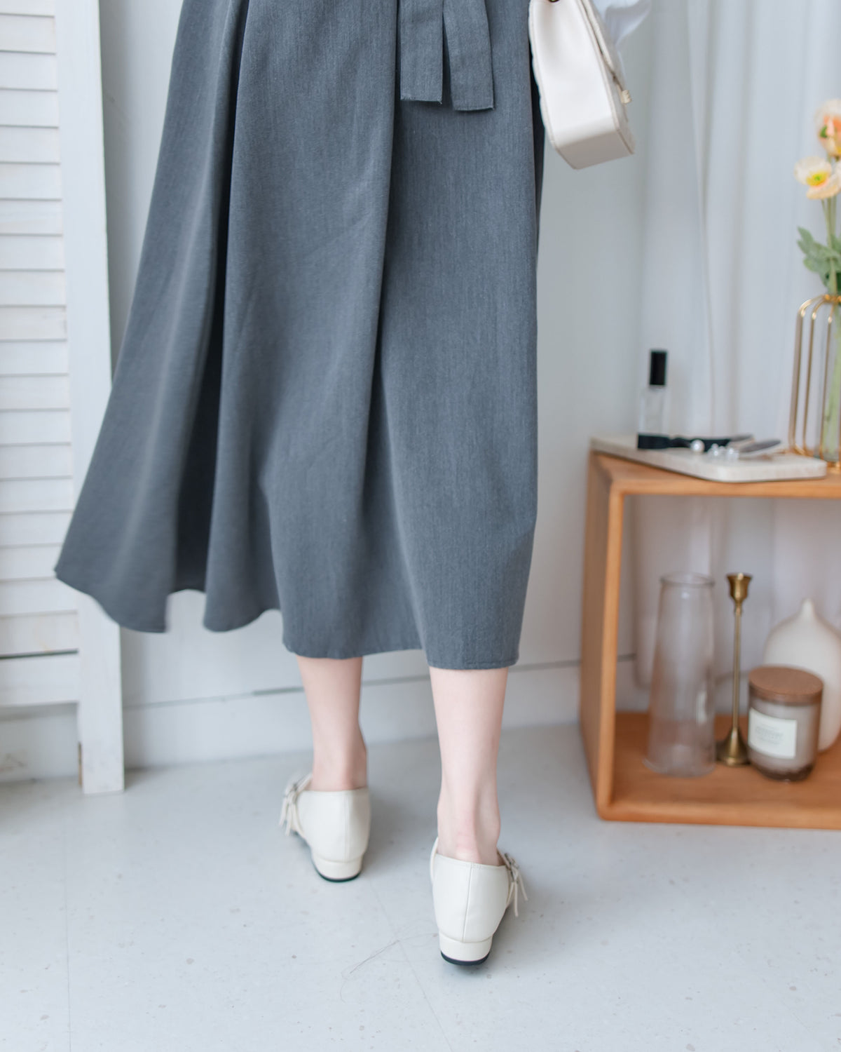 Spliced Shirt Dress 仿內搭恤衫小V領口修腰連身裙/ DS1183