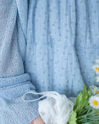 Misty Floral Dress 霧藍花束設計修腰吊帶連身裙/ DS1187