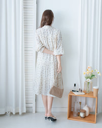 Scarf Floral Dress 飄帶花邊袖印花連身裙/ DS1189