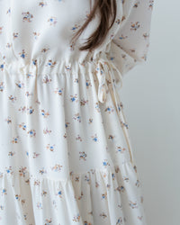 Scarf Floral Dress 飄帶花邊袖印花連身裙/ DS1189