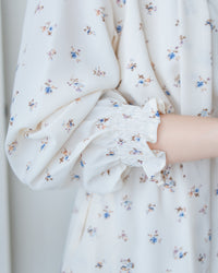 Scarf Floral Dress 飄帶花邊袖印花連身裙/ DS1189