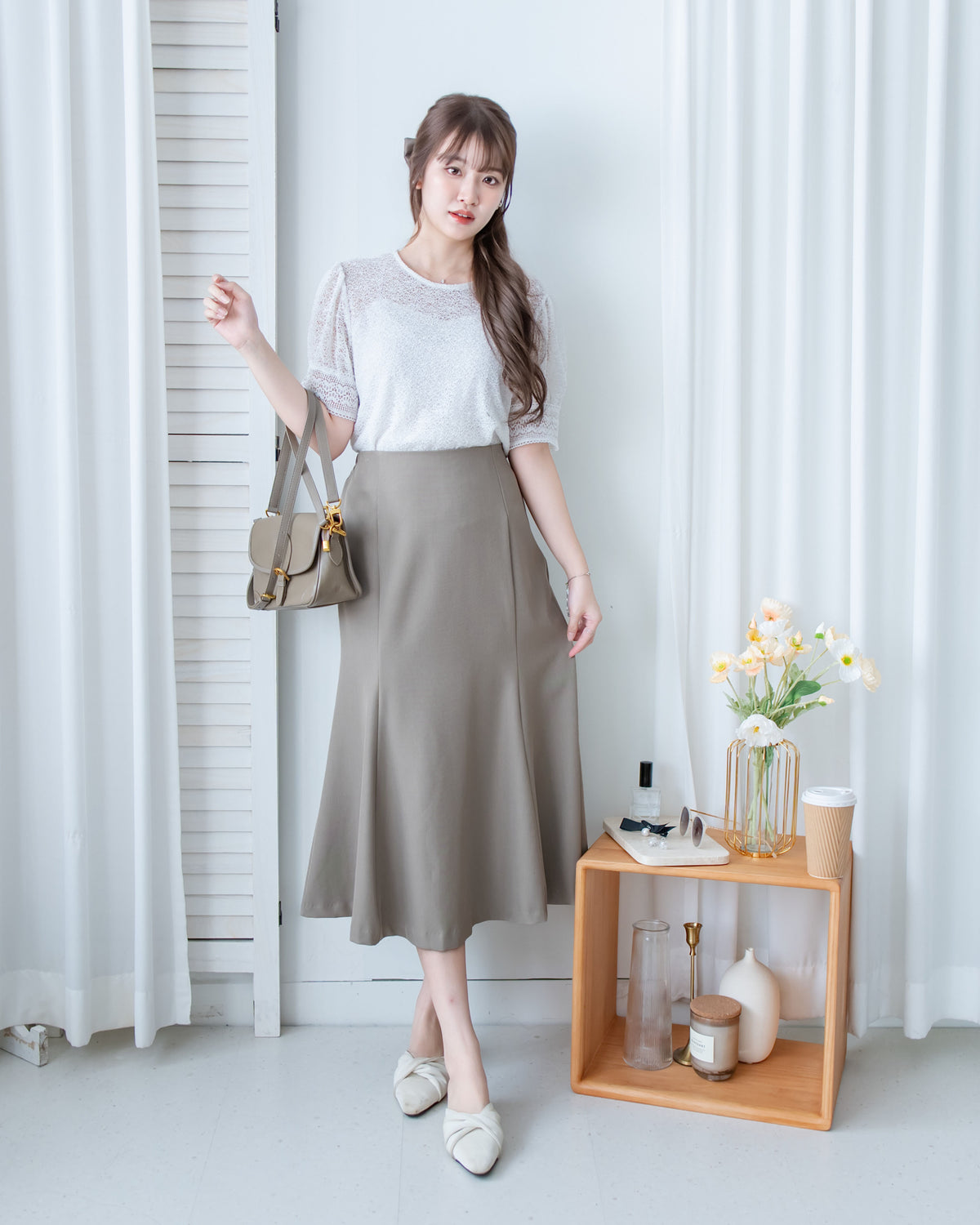 Loose Fishtail Skirt 後橡筋修飾線魚尾半裙/ SK8953