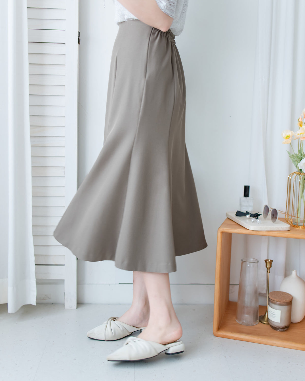 Loose Fishtail Skirt 後橡筋修飾線魚尾半裙/ SK8953