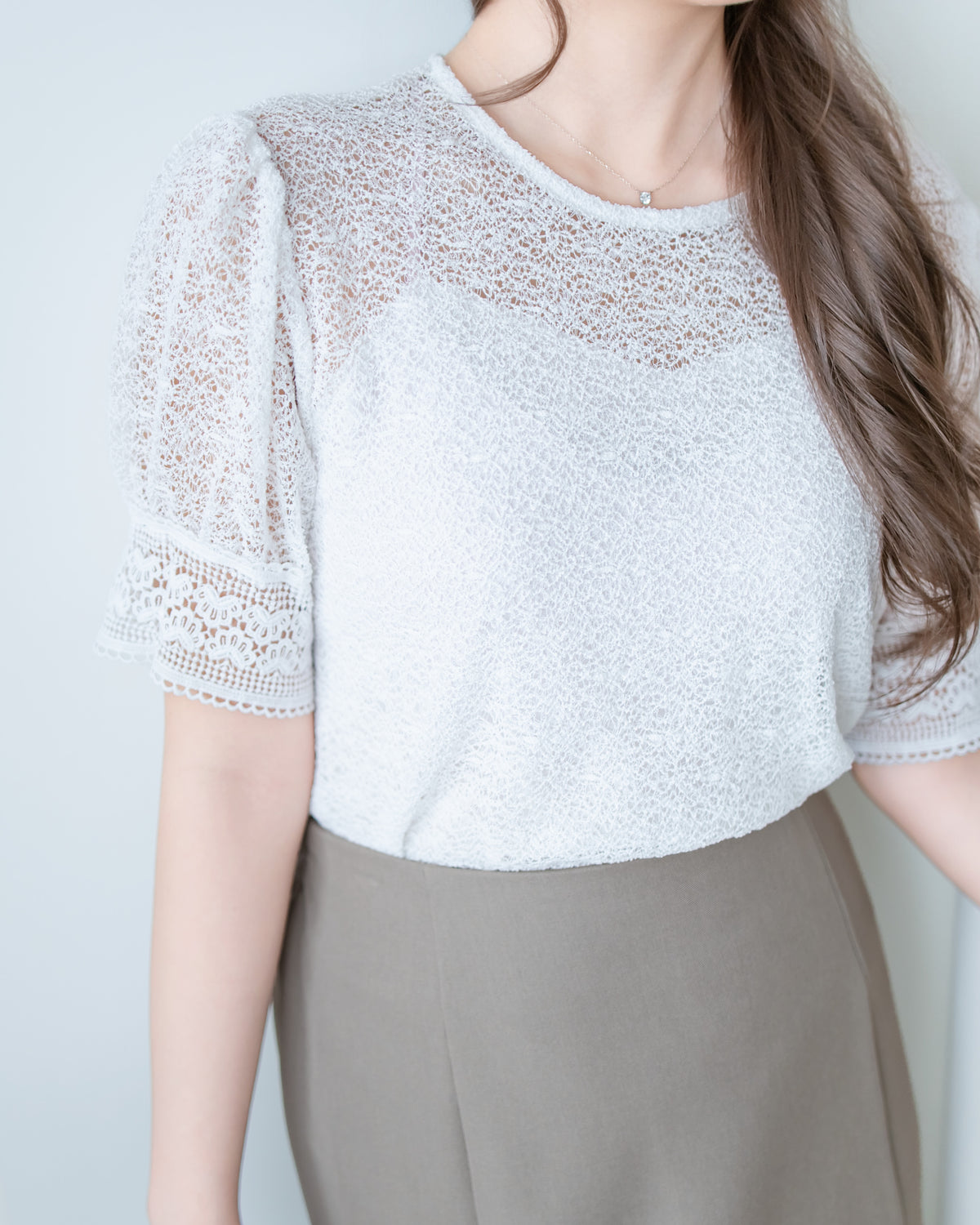 Lace Blouse 精緻蕾絲平領全裡布上衣/ TP9241
