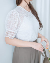 Lace Blouse 精緻蕾絲平領全裡布上衣/ TP9241
