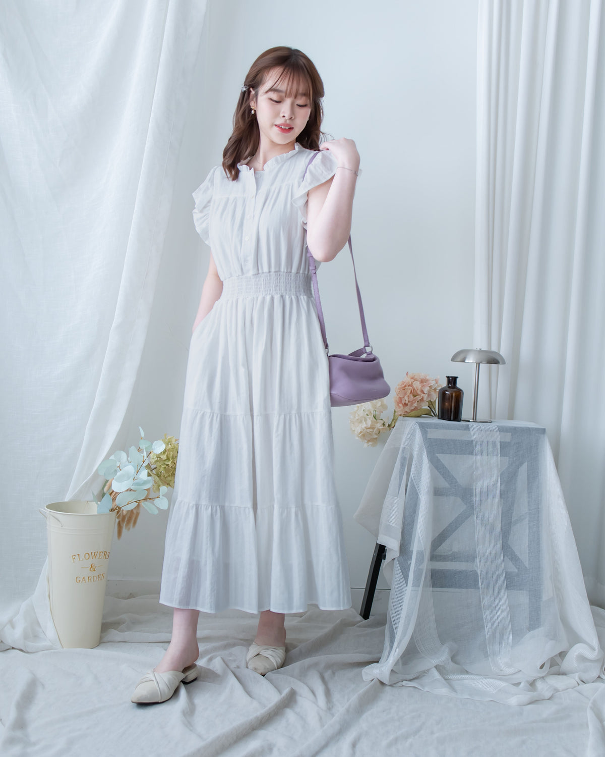 [intent label/ intent 製]  Sophie Dress 花邊領口緹花刺繡修腰連身裙/DSA8008