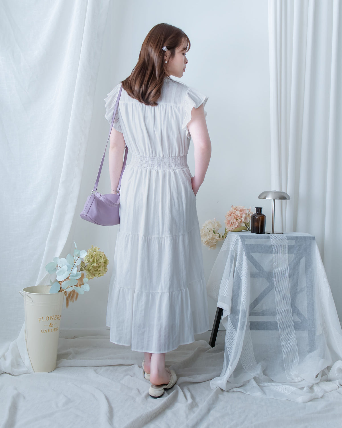 [intent label/ intent 製]  Sophie Dress 花邊領口緹花刺繡修腰連身裙/DSA8008