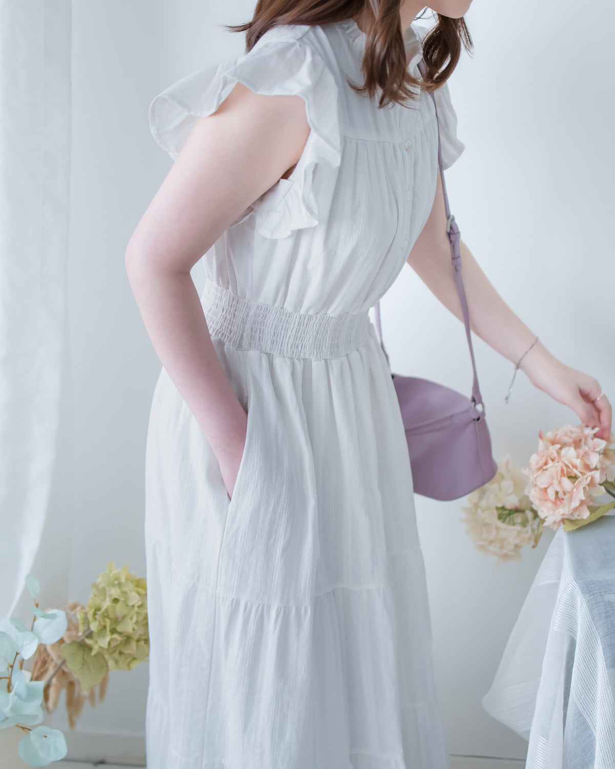 [intent label/ intent 製]  Sophie Dress 花邊領口緹花刺繡修腰連身裙/DSA8008
