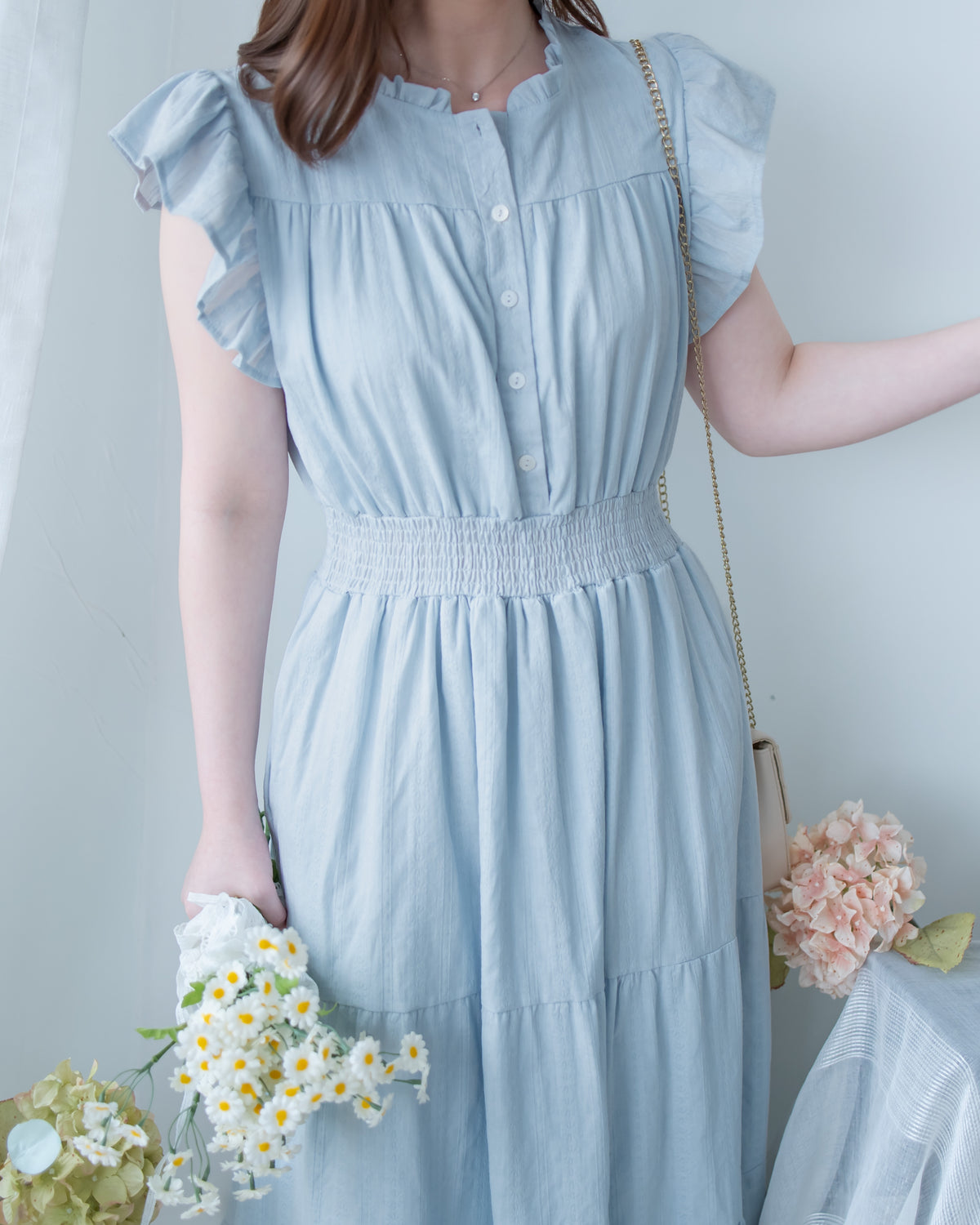 [intent label/ intent 製]  Sophie Dress 花邊領口緹花刺繡修腰連身裙/DSA8008