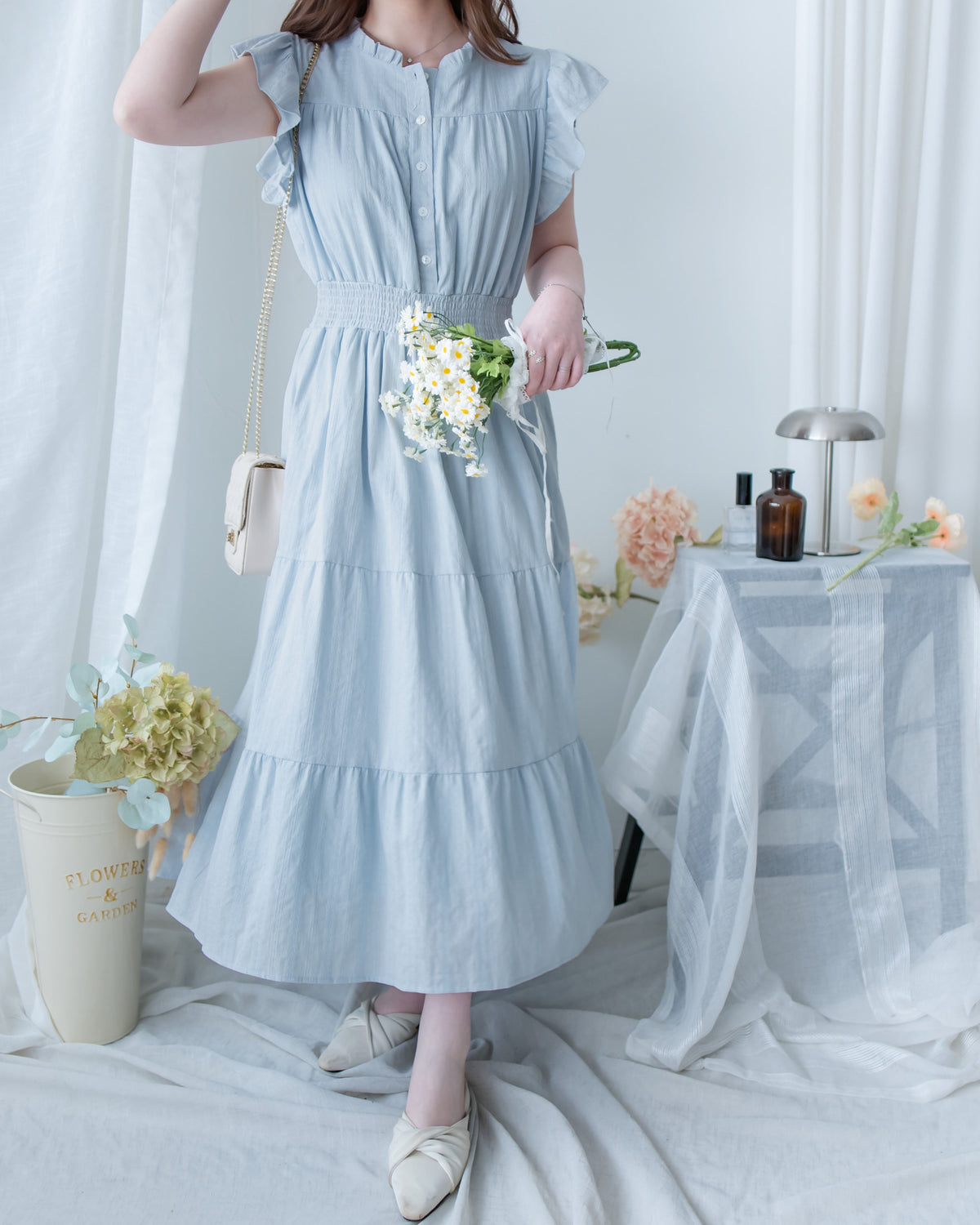 [intent label/ intent 製]  Sophie Dress 花邊領口緹花刺繡修腰連身裙/DSA8008