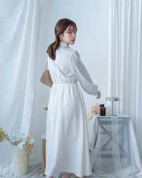 Shirt Dress 知性翻領橡筋腰線微絨連衣裙/ DS1195