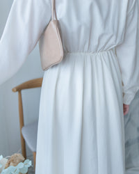 Shirt Dress 知性翻領橡筋腰線微絨連衣裙/ DS1195