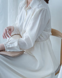 Shirt Dress 知性翻領橡筋腰線微絨連衣裙/ DS1195