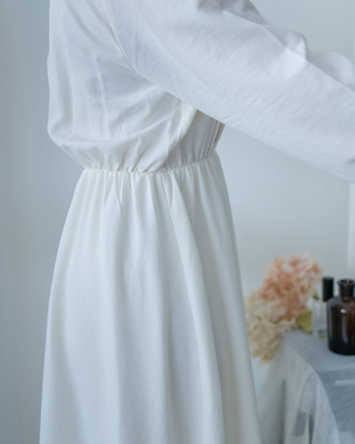 Shirt Dress 知性翻領橡筋腰線微絨連衣裙/ DS1195