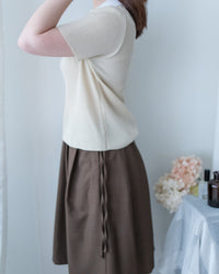 Pleated Skirt 腰間微褶束帶橡筋腰口袋裙/ SK8955