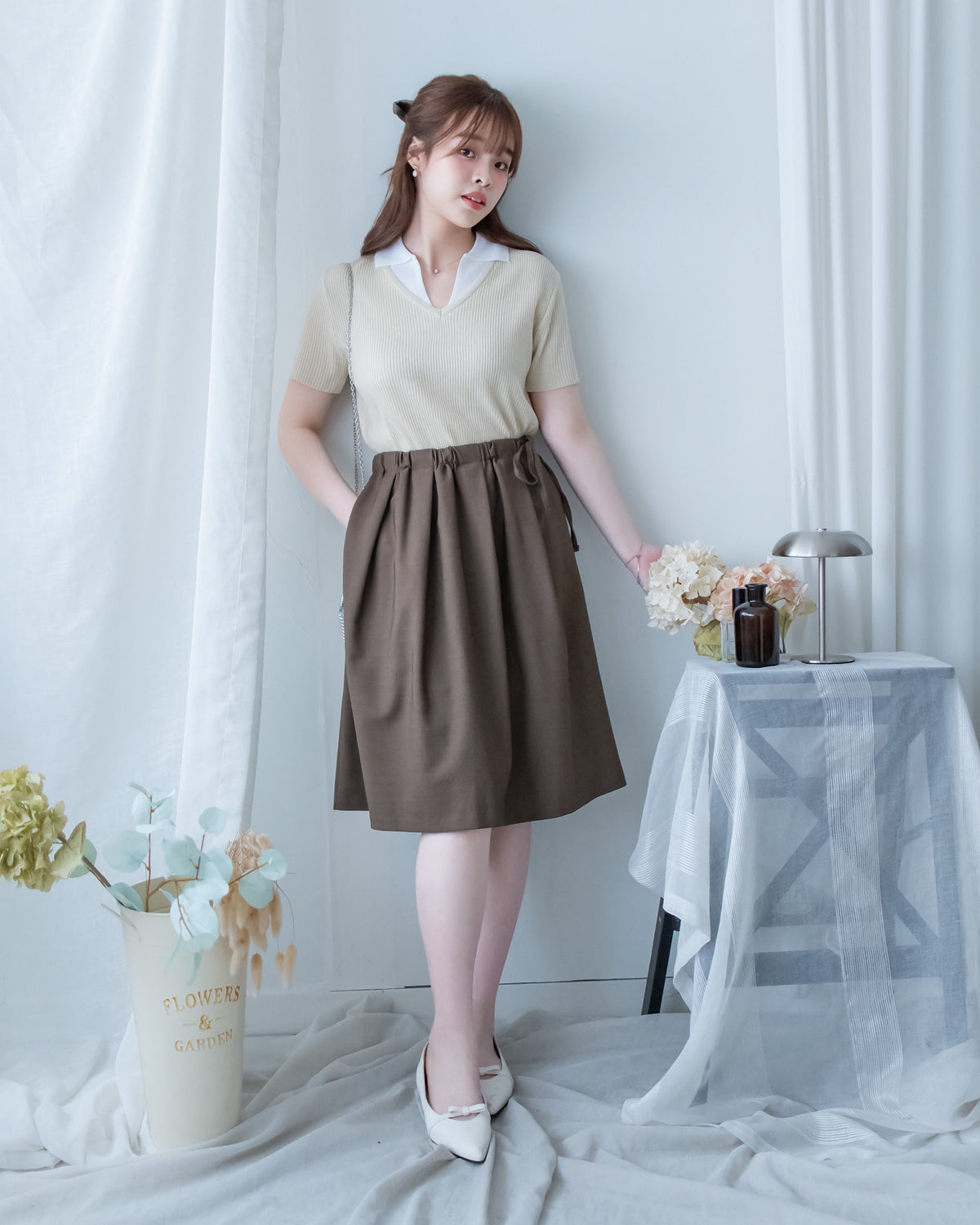 Spliced Knit Top 假兩件立體直紋針織上衣/ TP9243
