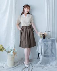 Pleated Skirt 腰間微褶束帶橡筋腰口袋裙/ SK8955