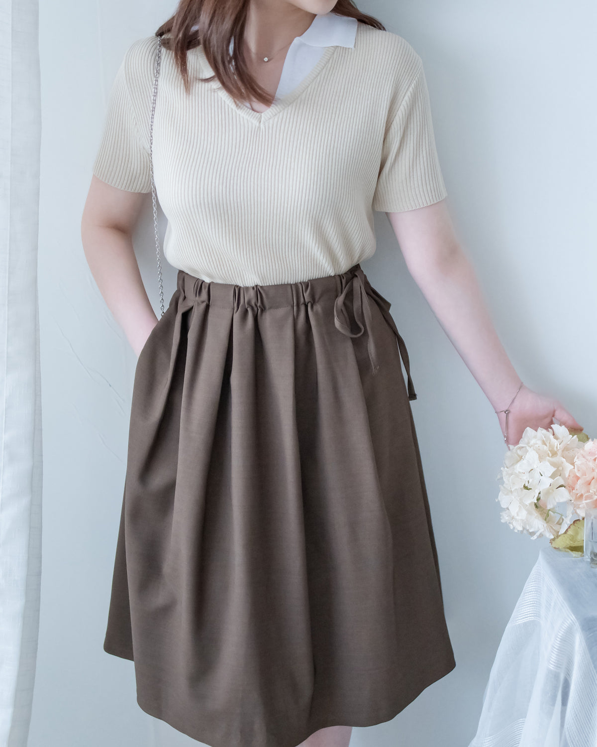 Spliced Knit Top 假兩件立體直紋針織上衣/ TP9243
