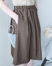 Pleated Skirt 腰間微褶束帶橡筋腰口袋裙/ SK8955