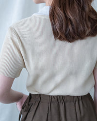 Spliced Knit Top 假兩件立體直紋針織上衣/ TP9243
