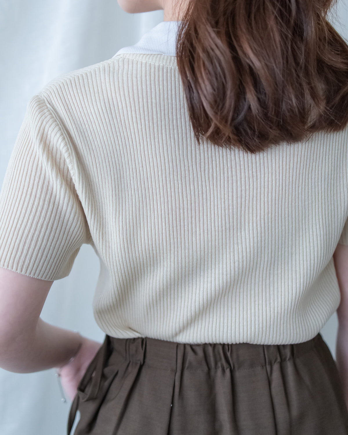 Spliced Knit Top 假兩件立體直紋針織上衣/ TP9243