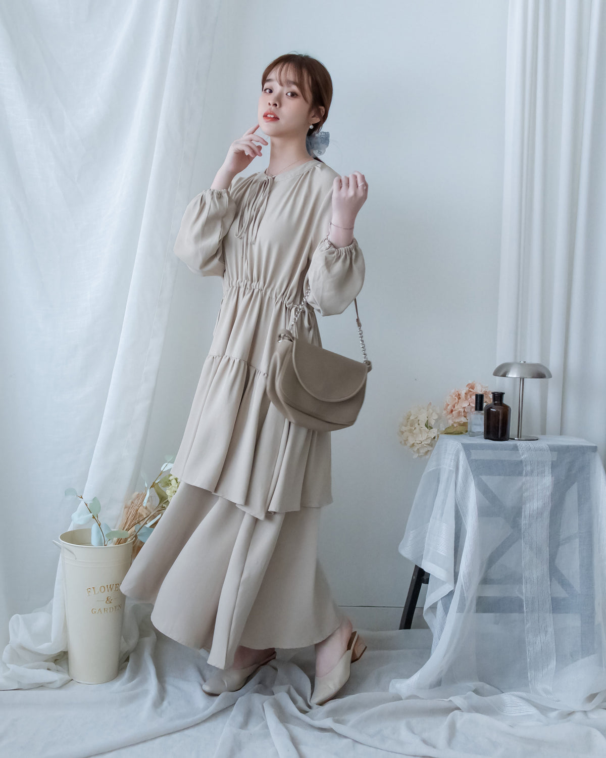 Ribbon Layers Dress  綁帶圓漫飄逸層次連身裙/ DS1188