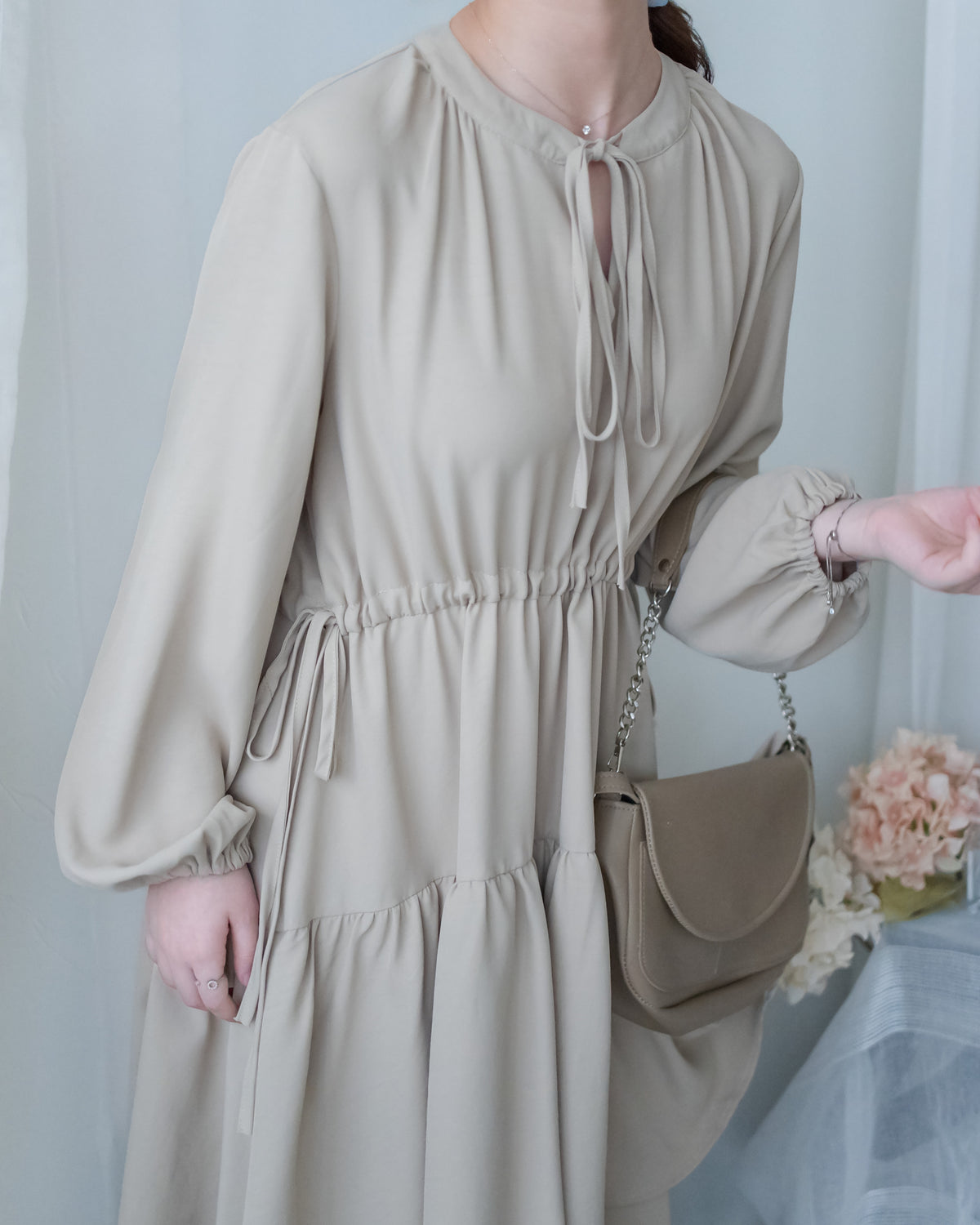 Ribbon Layers Dress  綁帶圓漫飄逸層次連身裙/ DS1188