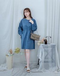 Minimalist Dress 簡約側口袋左右束腰連身裙/ DS1197