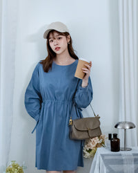 Minimalist Dress 簡約側口袋左右束腰連身裙/ DS1197