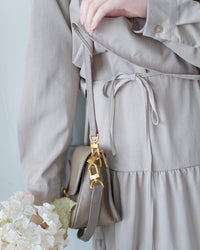Shirt Cuff Dress 仿恤衫配傘裙假兩件綁帶連身裙/SE8123