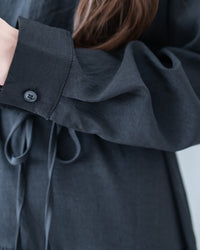 Shirt Cuff Dress 仿恤衫配傘裙假兩件綁帶連身裙/SE8123