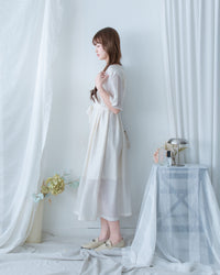 Round Neck Dress 質感中排鈕氣質傘袖長裙 / DS1185 (Pre-order)