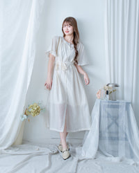 Round Neck Dress 質感中排鈕氣質傘袖長裙 / DS1185 (Pre-order)