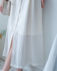 Round Neck Dress 質感中排鈕氣質傘袖長裙 / DS1185 (Pre-order)