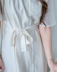 Round Neck Dress 質感中排鈕氣質傘袖長裙 / DS1185 (Pre-order)