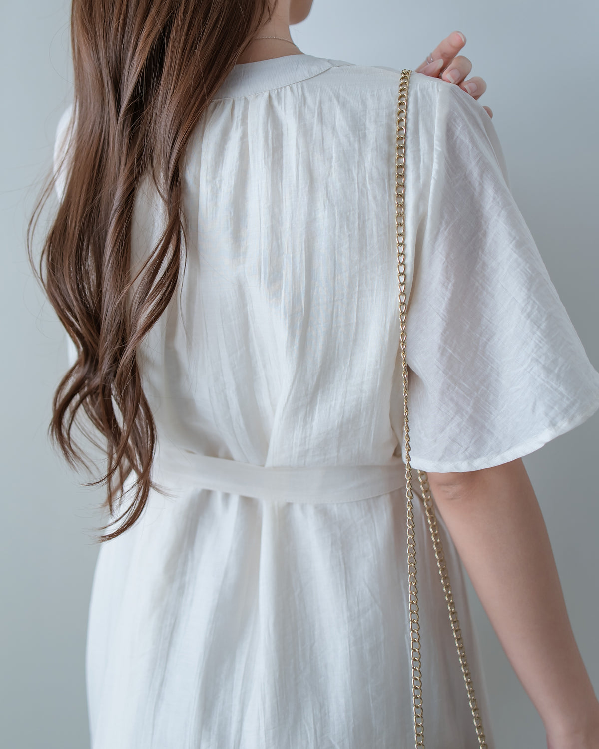 Round Neck Dress 質感中排鈕氣質傘袖長裙 / DS1185 (Pre-order)