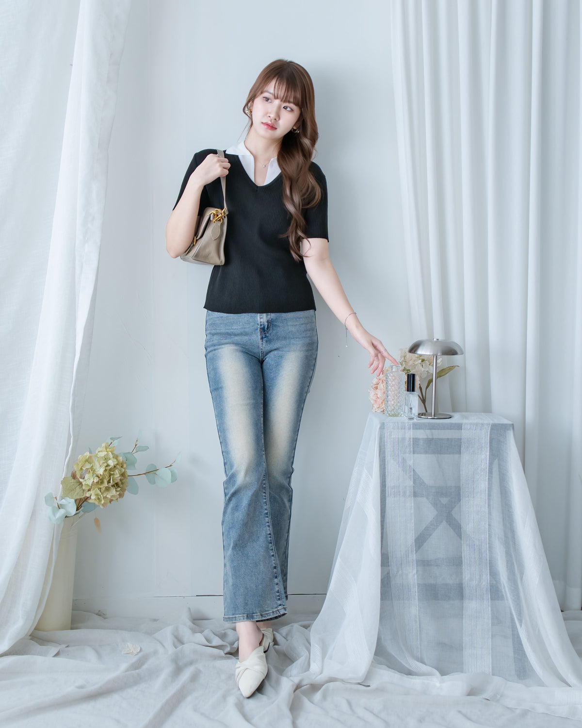 Spliced Knit Top 假兩件立體直紋針織上衣/ TP9243