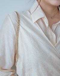 Cross Blouse 三種著法交叉綁帶微光澤長袖襯衫/ TP9245
