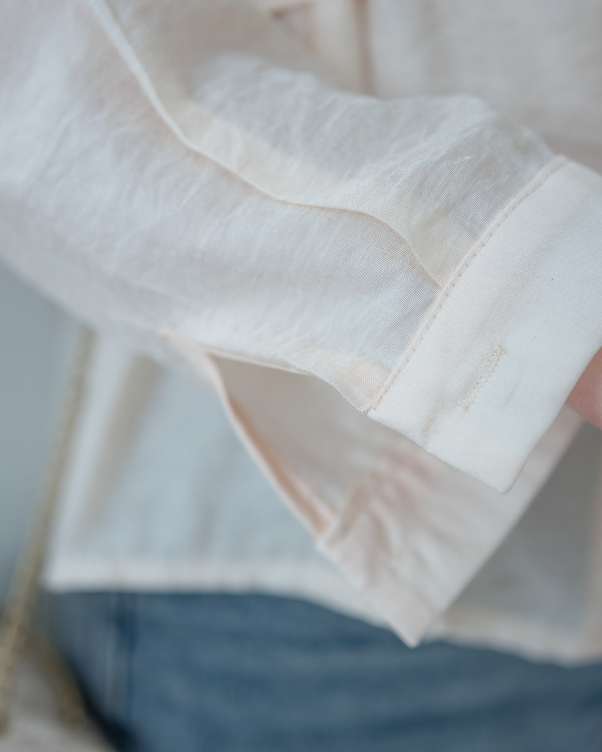 Cross Blouse 三種著法交叉綁帶微光澤長袖襯衫/ TP9245