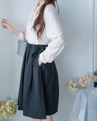 Cross Blouse 三種著法交叉綁帶微光澤長袖襯衫/ TP9245