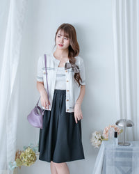Border Cardigan Set 圍邊金扣兩件式針織套裝/SE8121