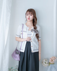 Border Cardigan Set 圍邊金扣兩件式針織套裝/SE8121